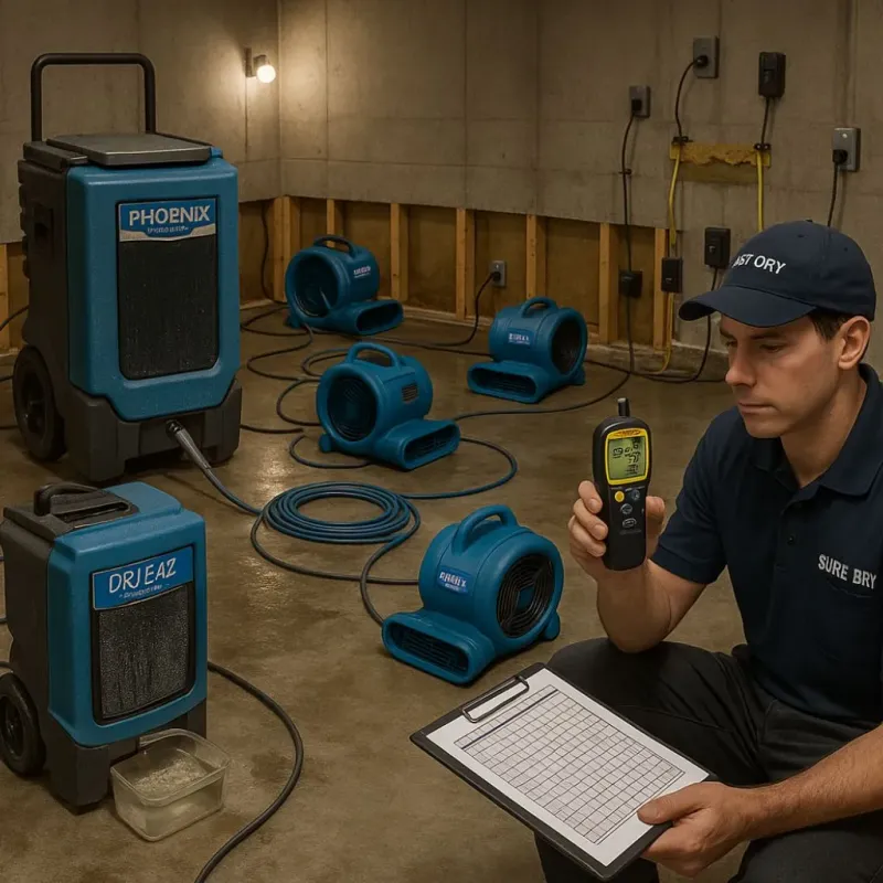 Structural Drying and Dehumidification process in Spearman, TX